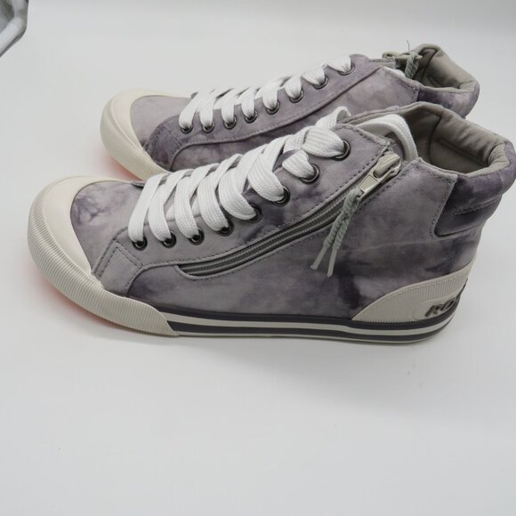 Rocket Dog Women's Gray Tie-Dye High-Top Sneakers Side Zippers Size 8 NEW - Picture 6 of 7